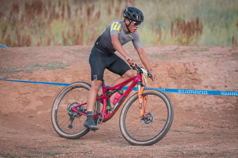 Jibe rider Jamerson Kent racing his XC fully at Jibe's Short track race in Park City, Utah.